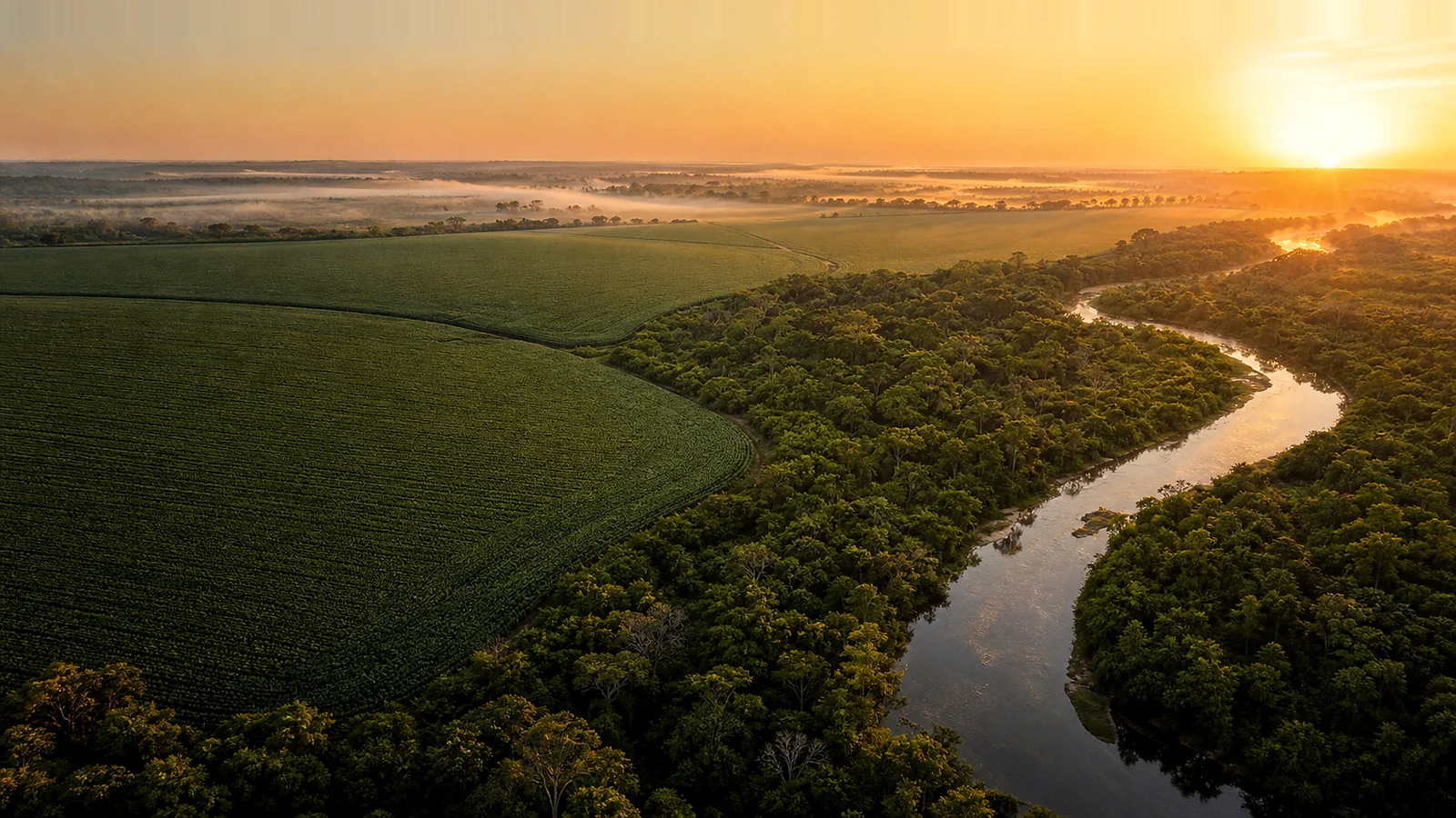 Paisagem rural com vegetação nativa preservada junto a curso d'água